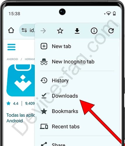 Androidのダウンロードを開く